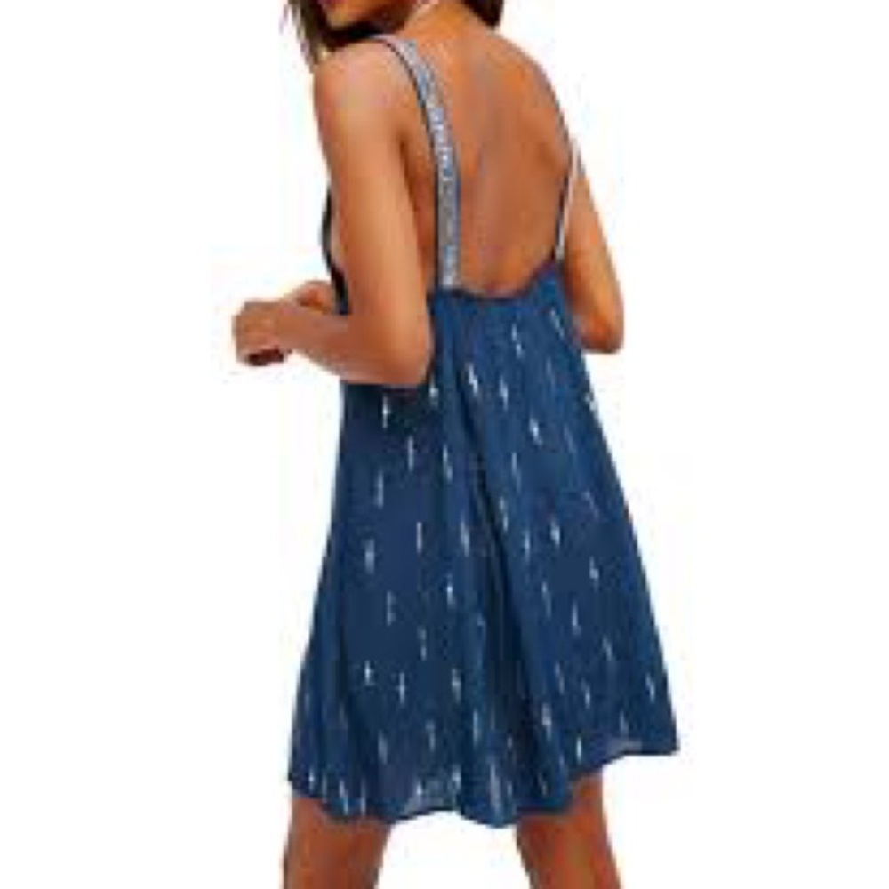 NWT Sz S Free People Rising Sun slip in teal blue with silver sequins
